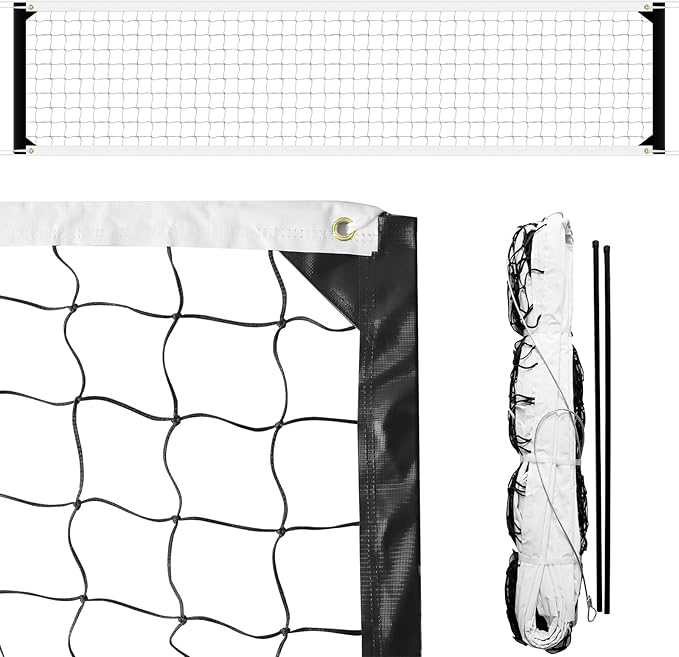 MegaNets Volleyball Net Replacement Heavy Duty Outdoor Volleyball Nets with Steel Cable, 32x3FT Professional Volleyball Ne...