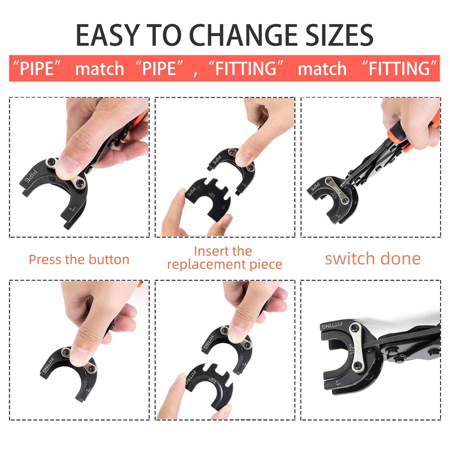 PLATATO Push to Connect Removal Tool Disconnect Tongs Tool for 1/2”, 3/4”, 1” Push in Fittings Plumbing Tools for Removal PEX PVC Copper Pipe