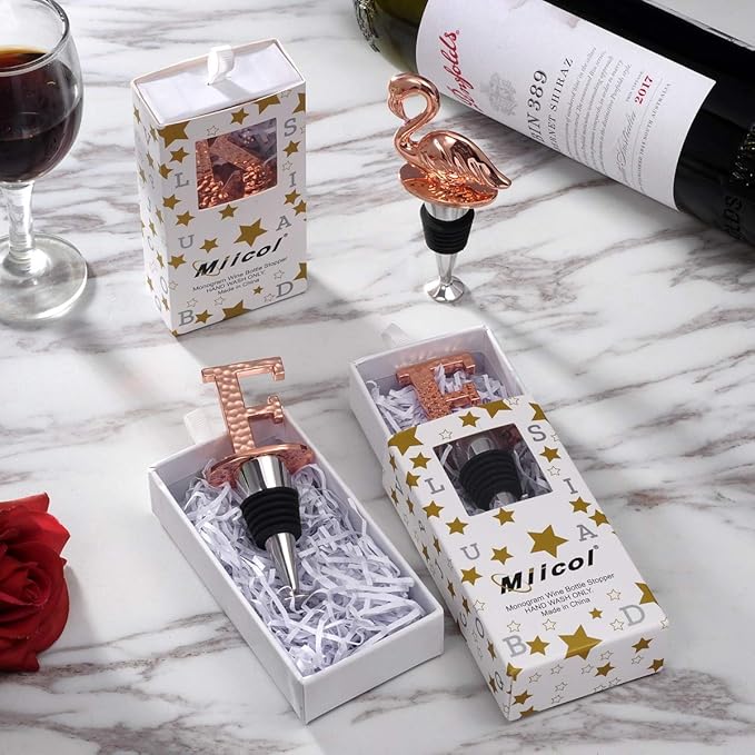 Miicol Wine Stopper, Prosecco Stopper, Wine Bottle Stopper, Personalised Champagne Stopper, Rose Gold Wine Accessories, Wine Lovers Gift, Monogram Gift, Letter F