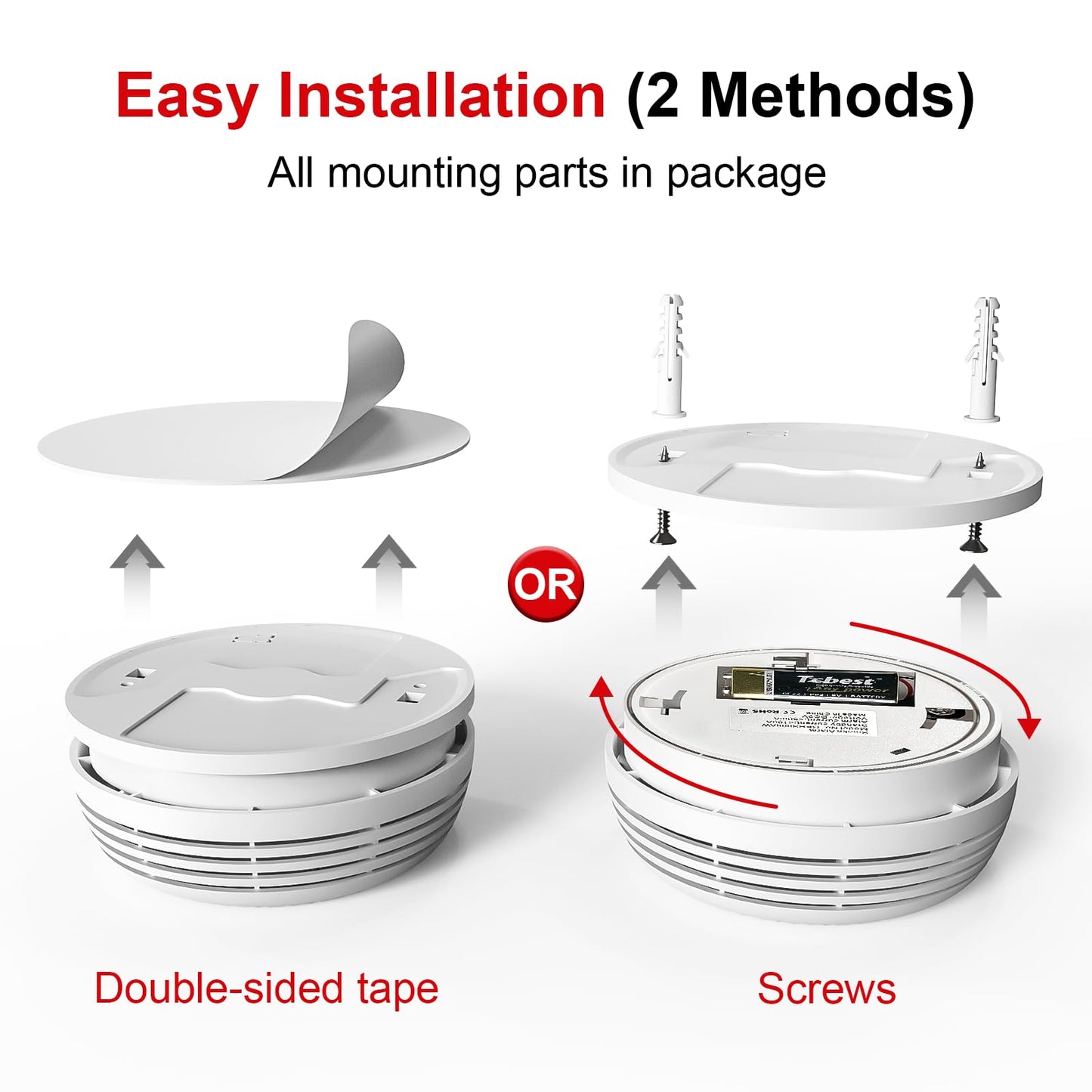 4 Pack Wireless Smoke Detectors for Home,Photoelectric Wireless Fire Alarms Battery Powered Design(not Included),Portable Operated for Travel,Attic Fire Alarm Universal RV Smoke Detector