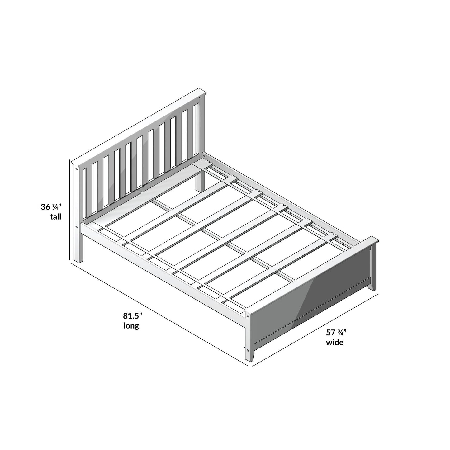 Plank+Beam Solid Wood Full Bed Frame, Platform Bed with Headboard, Natural