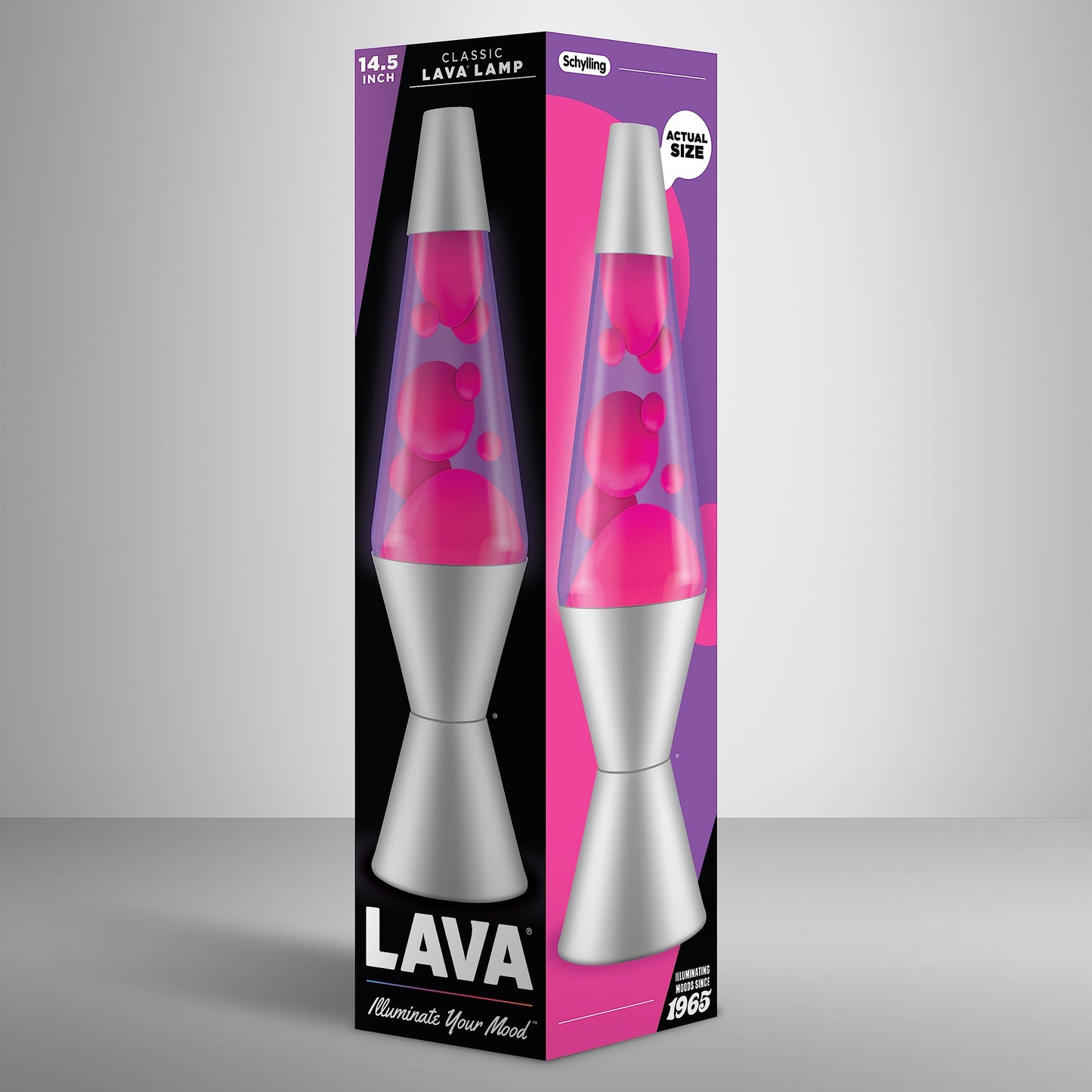 Lava Classic Motion Lamp 2121, 14.5-Inch, Pink/Purple, Glass, Silver