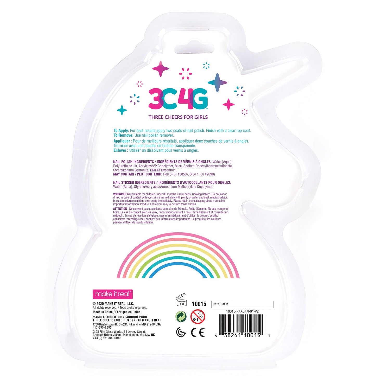 3C4G Unicorn Shimmer Nail Polish Trio, Bring Magic to Life with These 3 Holographic Nail Polishes, for Ages 8 and up by Make It