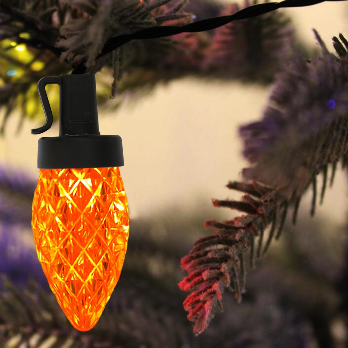 Fonusty 25Ft Orange Halloween String Lights Outdoor  C7 Strawberry Christmas Light With 25 Led Shatterproof Orange Lights  Plug In Fall Light For Halloween Patio Xmas Autumn Thanksgiving Decorations