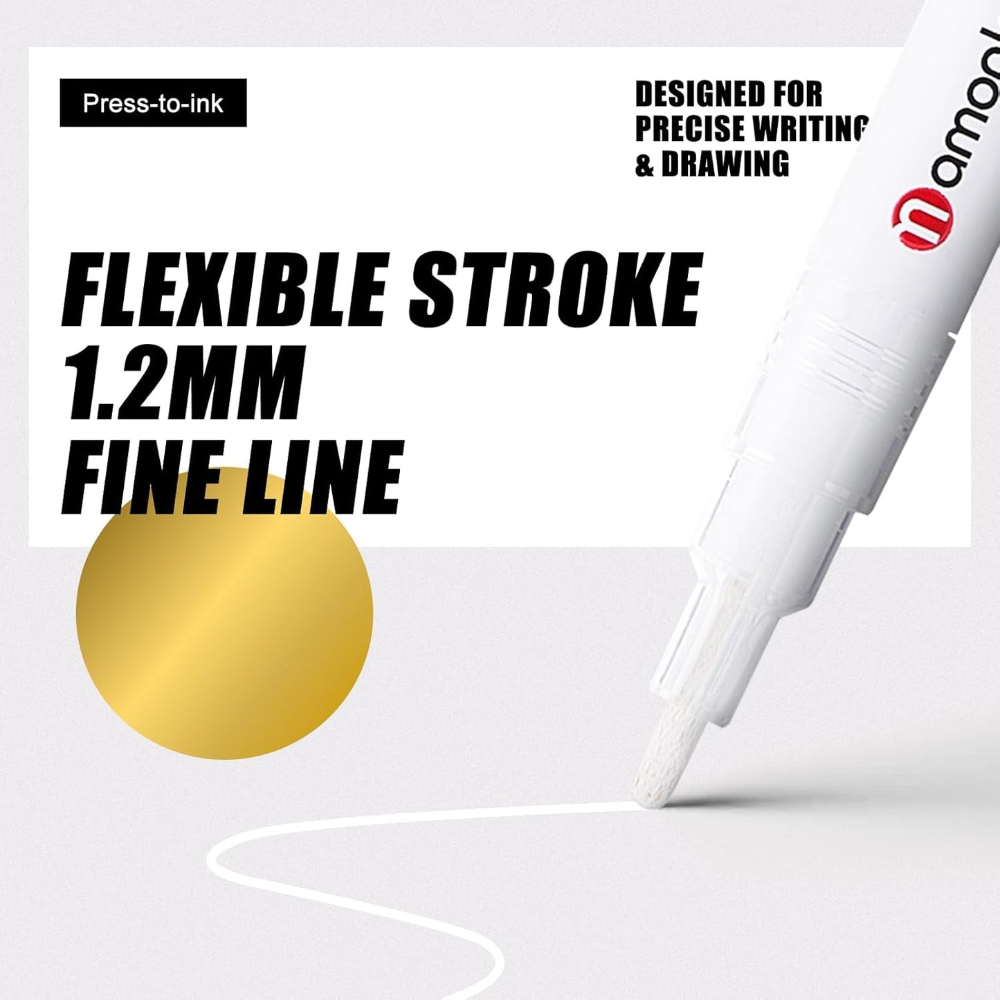 White Paint Marker Pens 6 Pack 1.2mm Fine Tip, Permanent Acrylic Ink for Rock, Wood, Metal, Glass, Ceramic, Plastic, Canvas, Pens for DIY Crafts, Art & Fine Detailing