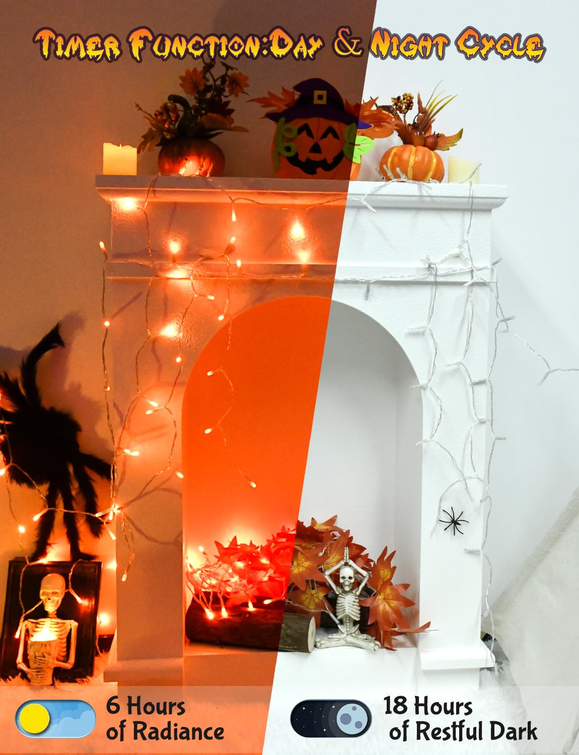 Cshare Halloween String Lights, 9.8Ft 30Led Waterproof Orange, Battery Operated With Timer, Model Cs-Fszc-3Og For Indoor/Outdoor Decor
