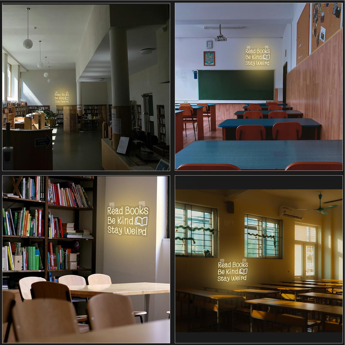 Wlhope Read Books Be Kind Stay Weird Neon Sign Neon Signs For Wall Decor Lovers Gifts Bedroom Bookstore Reading Room Library Study Room Decoration Read Books Neon Lights Led Sign