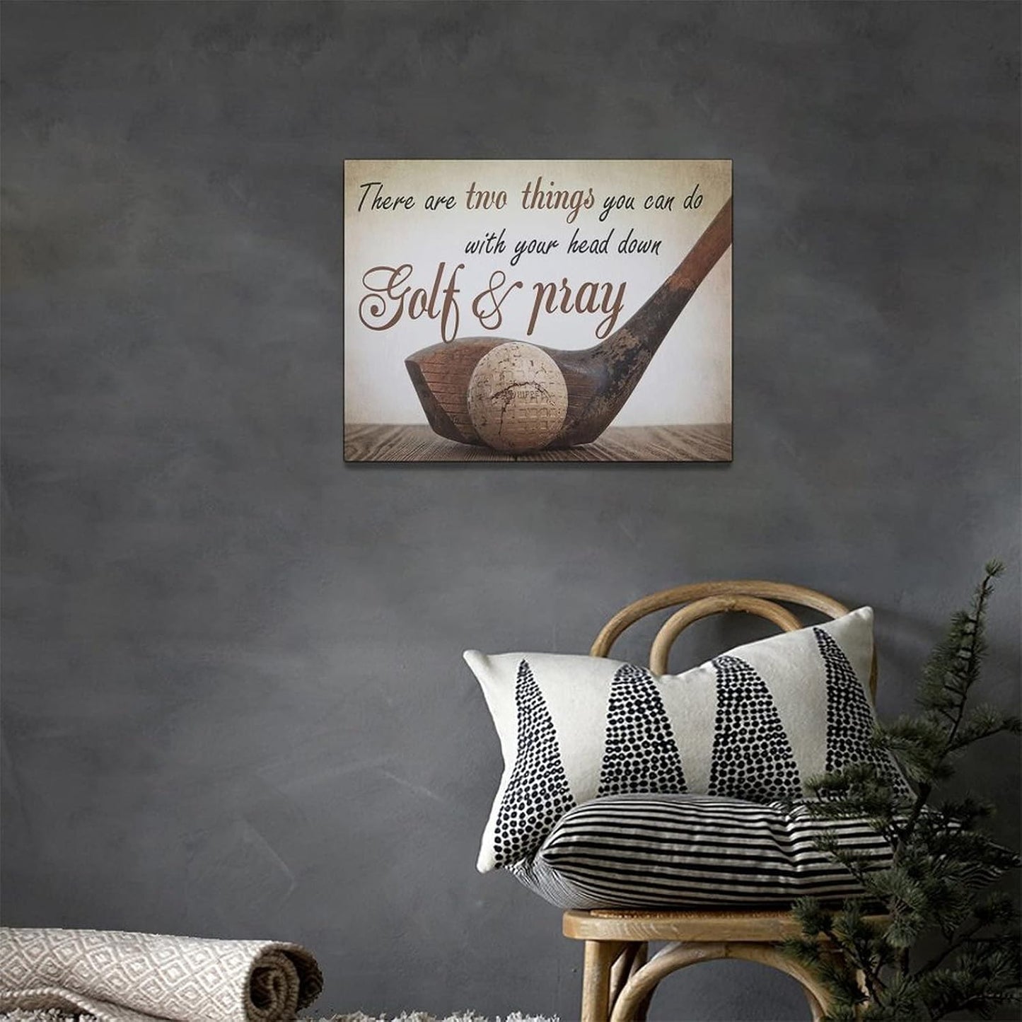 Golf Wall Art Sports Golf Pictures Wall Decor Motivational Quotes Canvas Painting Artwork Modern Home Decorations Framed for Bedroom Office Living Room 12"x16"
