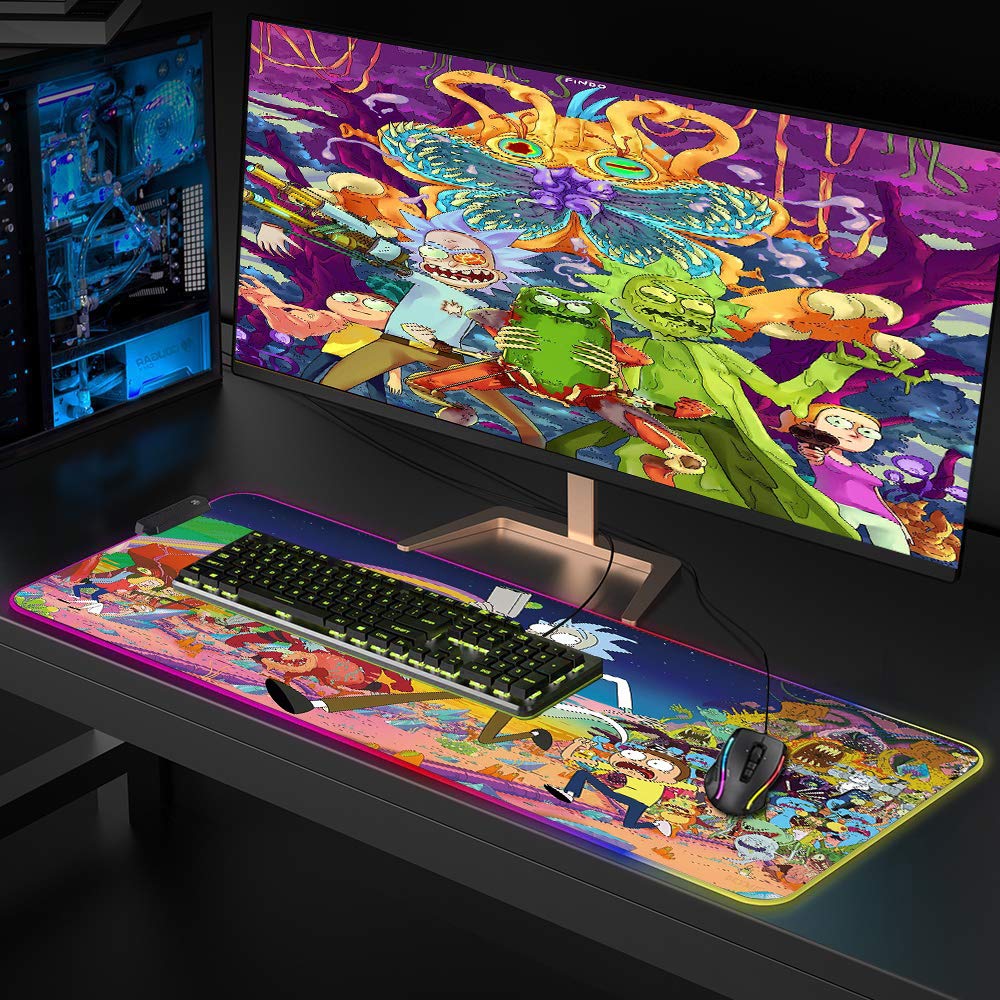 Envysun RGB Gaming Mouse Pad XXL (800x300mm) - Non-Slip Rubber Base, Smooth Surface, 10 LED Modes, Micro-USB | Computer Carpet Desk Mat for PC, Laptop, Gaming Accessories