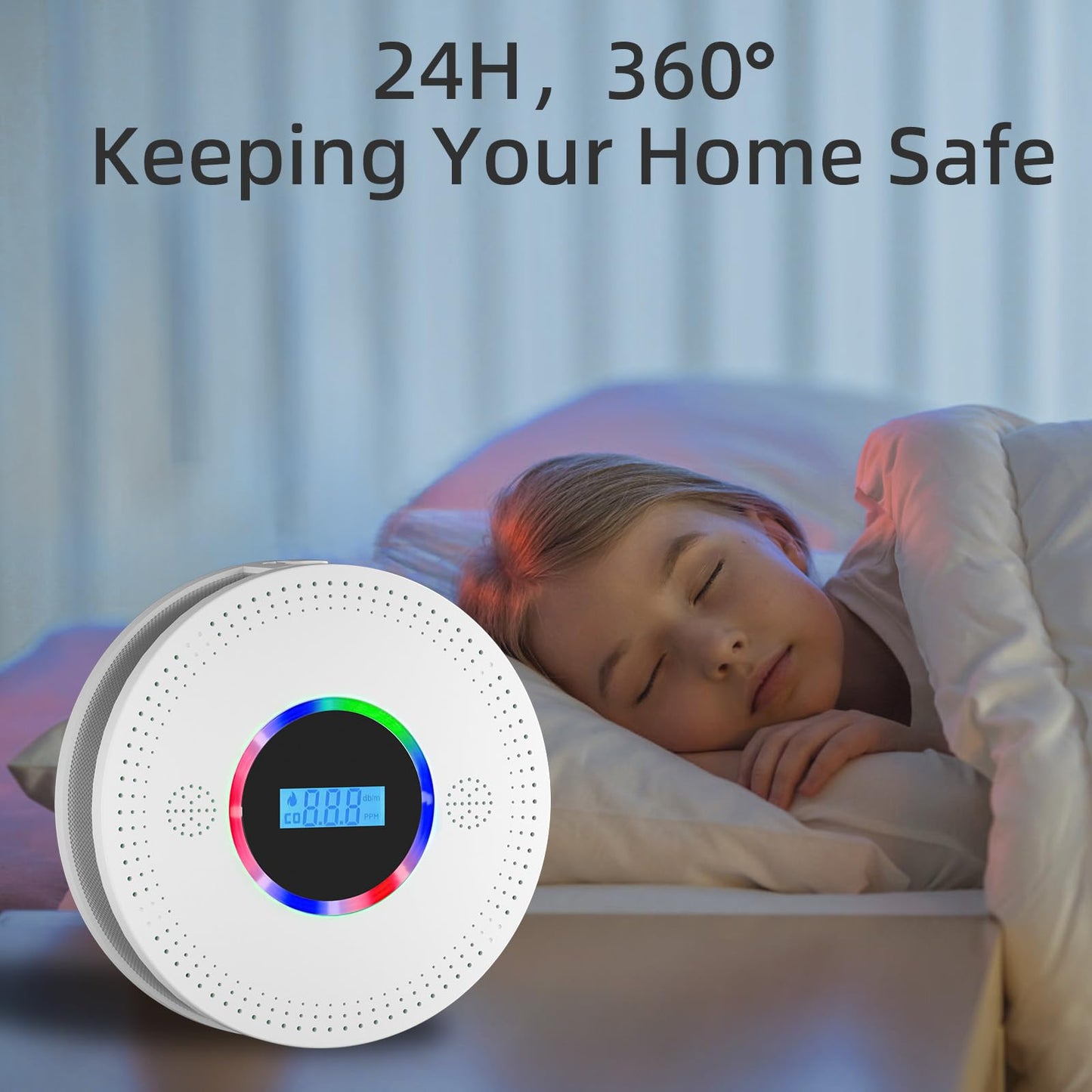 SHYEEH Smoke and Carbon Monoxide Detector, Combination Smoke Alarm and Carbon Monoxide Detector Battery Powered, CO Detector with Sensitive Sensor, LCD Display and Sound Warning, CDR-813