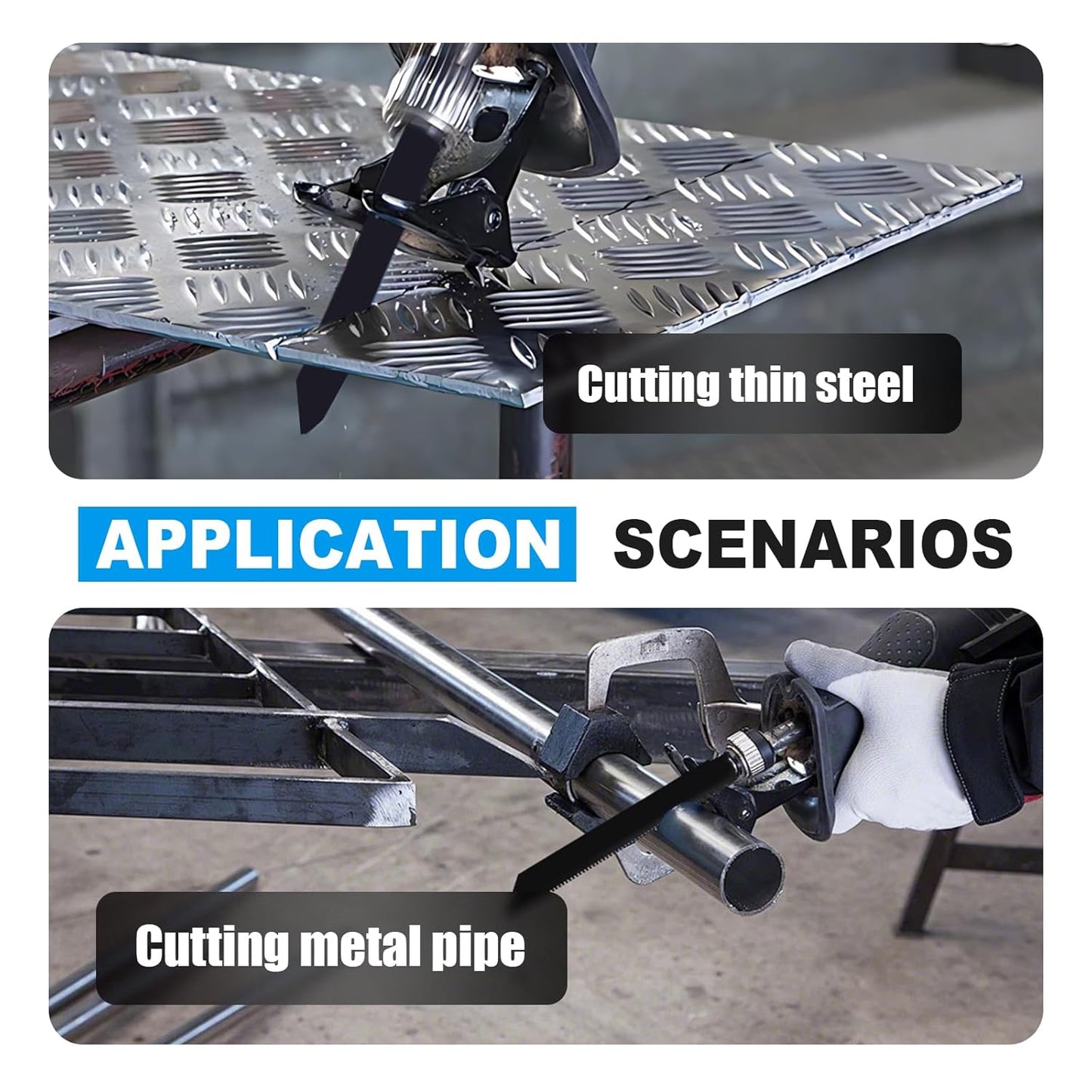 5 Pack 6 inch Reciprocating Saw Blades Set，8 TPI High Carbon Saw Blades for Metal ，Saw Blades with Organizer Case (5, 8T/6inch)