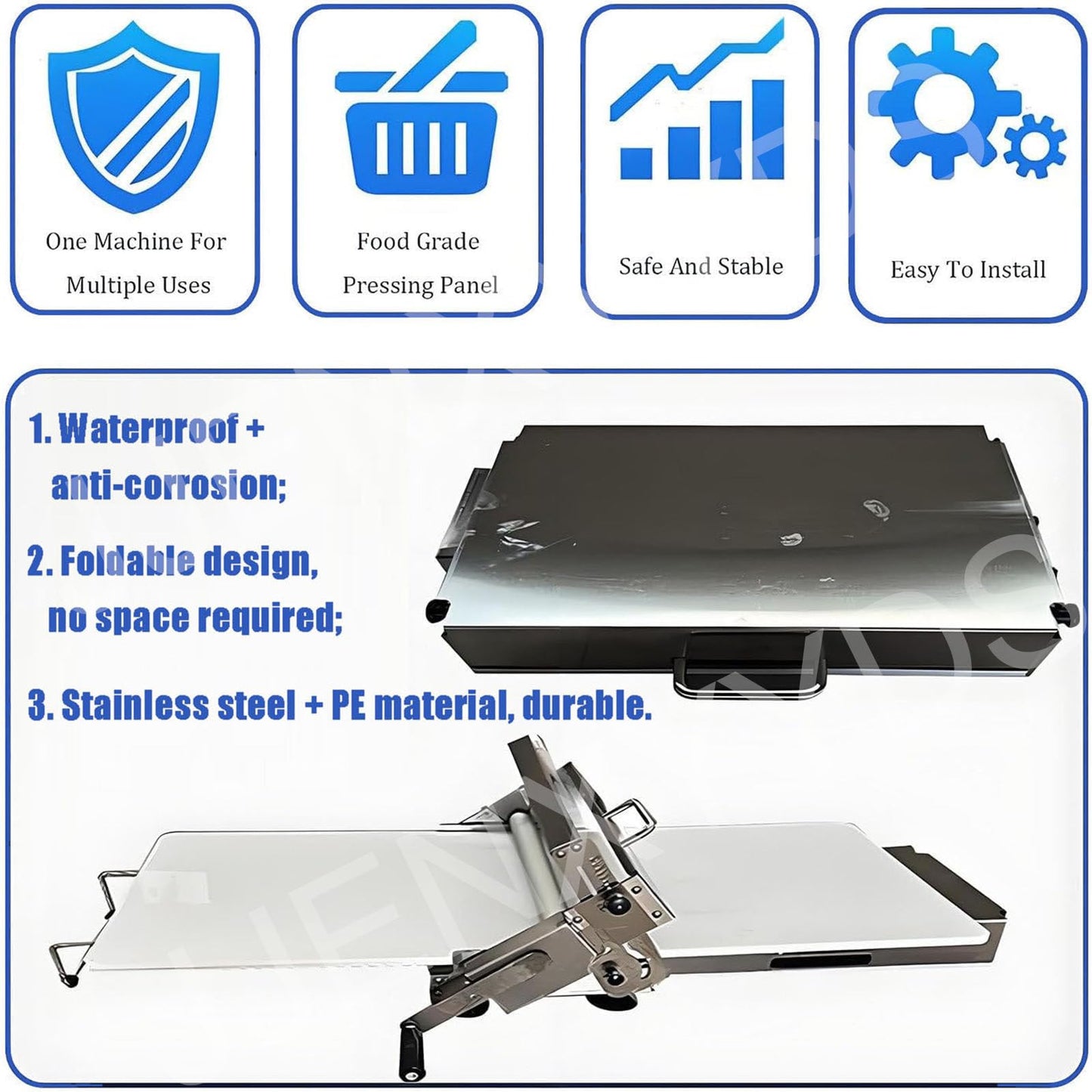 Croissant Dough Laminator,Commercial Dough Roller Sheeter,Dough Machine Thickness Adjustable, Stainless Steel,Table Top Croissants Fondant Pizza Pastry Sheeter Machine,Type300