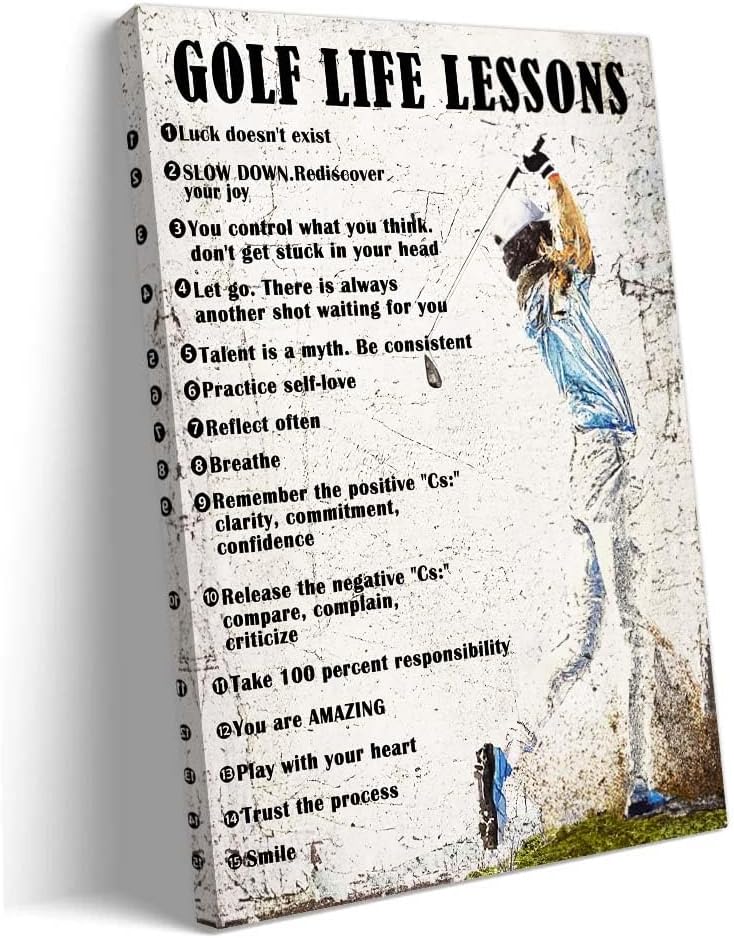 Strofupp Golf Wall Art Inspirational Quotes Life Lessons Poster Framed Sport Picture Wall Decor Golf Poster 12x18 inches