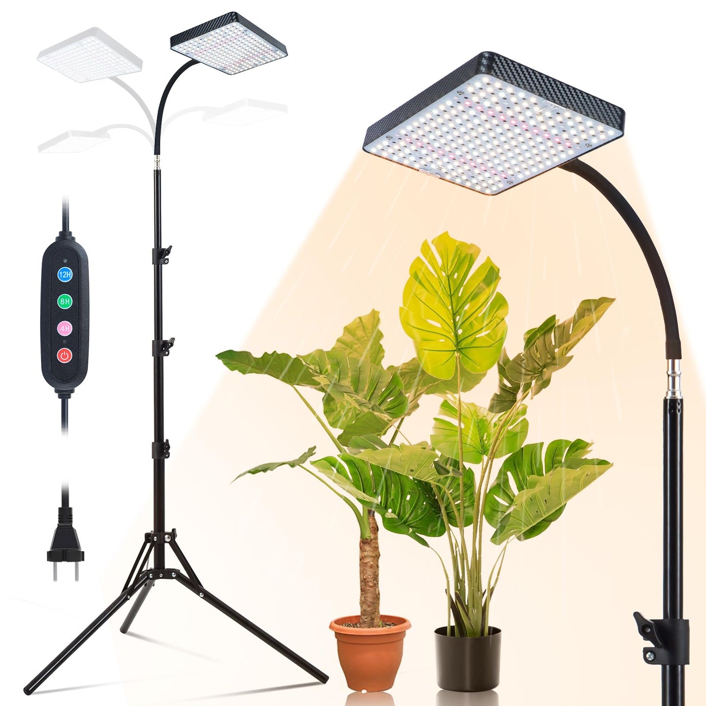 Orchbloom Grow Light - Full Spectrum Indoor Plant Light, 25W Adjustable Stand, Black, Model Zinqolay