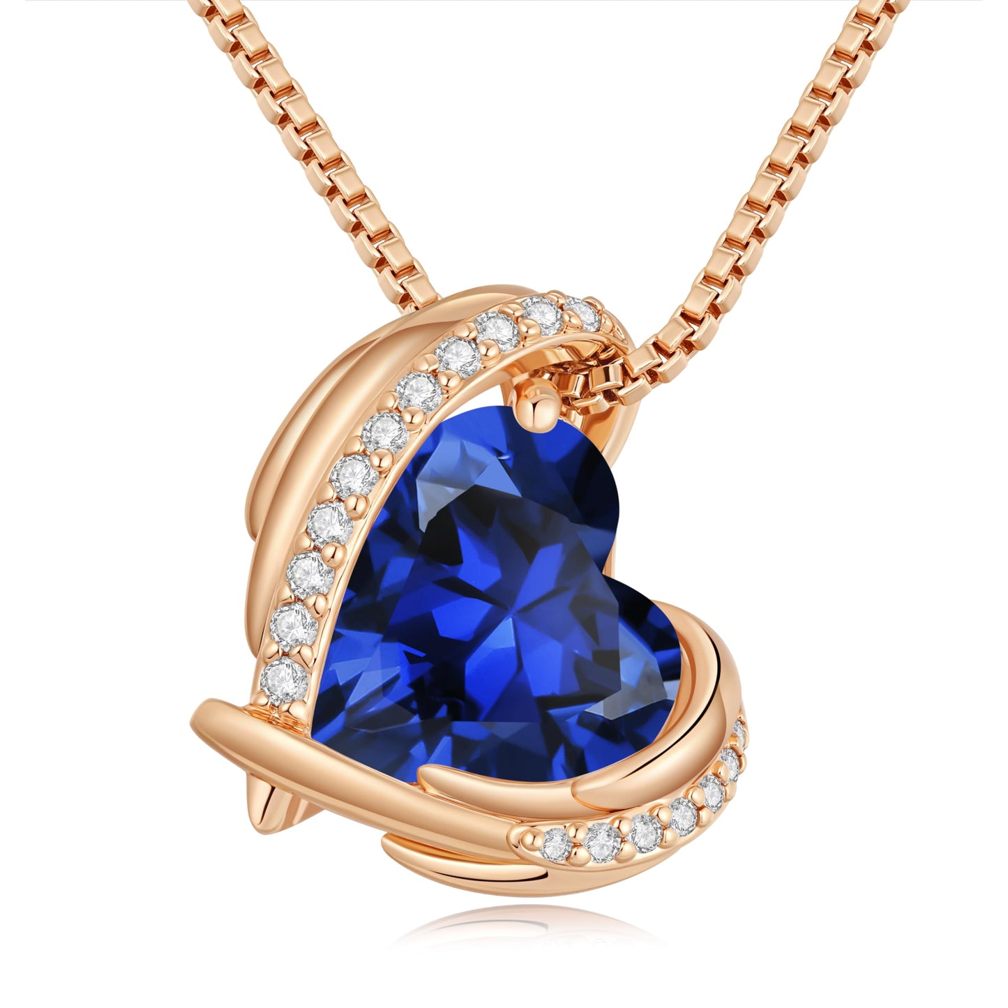 CDE Love Heart Pendant Necklaces for Women, Silver Tone Rose Gold Tone Birthstone Jewelry Gifts for Wife Her