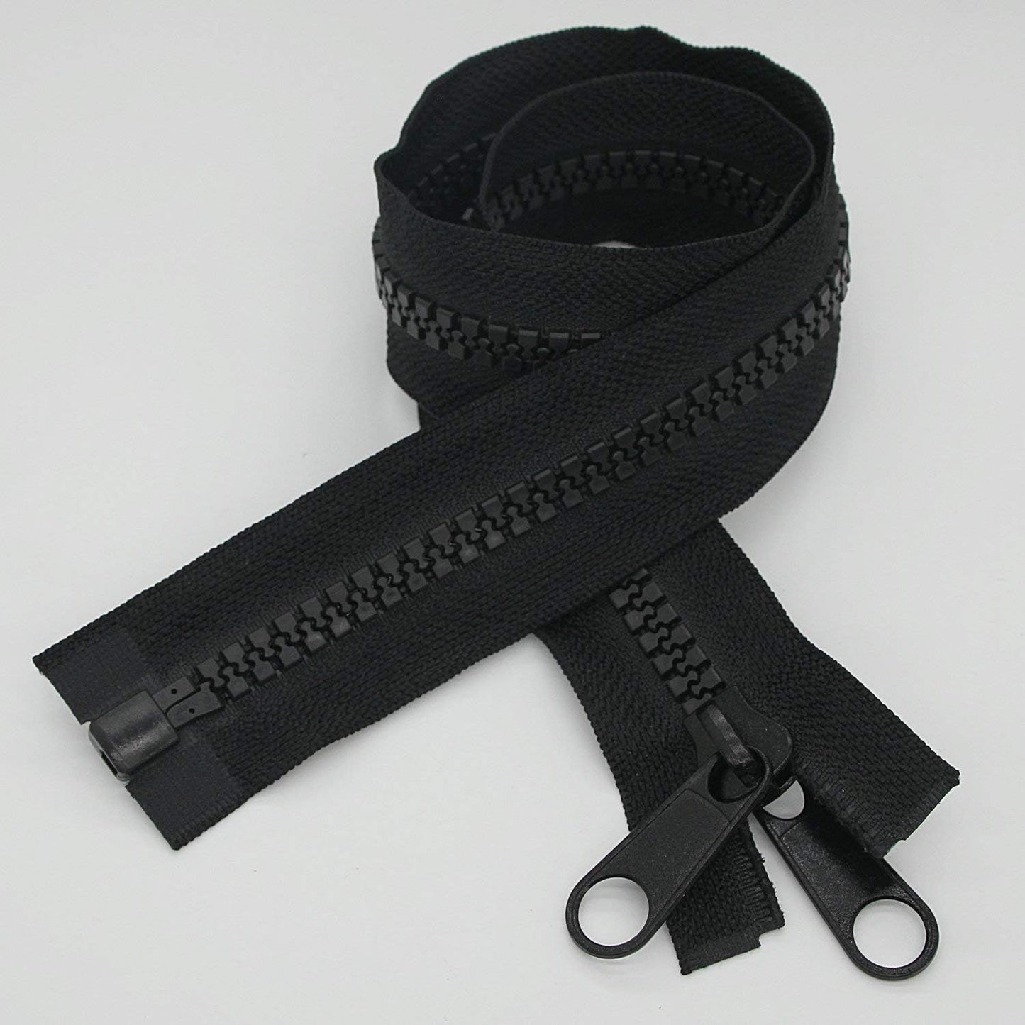 Leekayer 1PCS #10 84 Inch Heavy Duty Zippers for Sewing Separating Large Plastic Zippers Black Tape with Double Pull Tab Slider, Sleeping Bag, Boat, Canvas, Cover, Trampoline, Dog Bed,Tent (84" 1pcs)