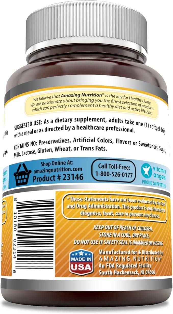 Amazing Formulas Vitamin D3 (Cholecalciferol) Supplement | 5000 IU per Serving | 360 Softgels | Non-GMO | Gluten-Free | Made in USA