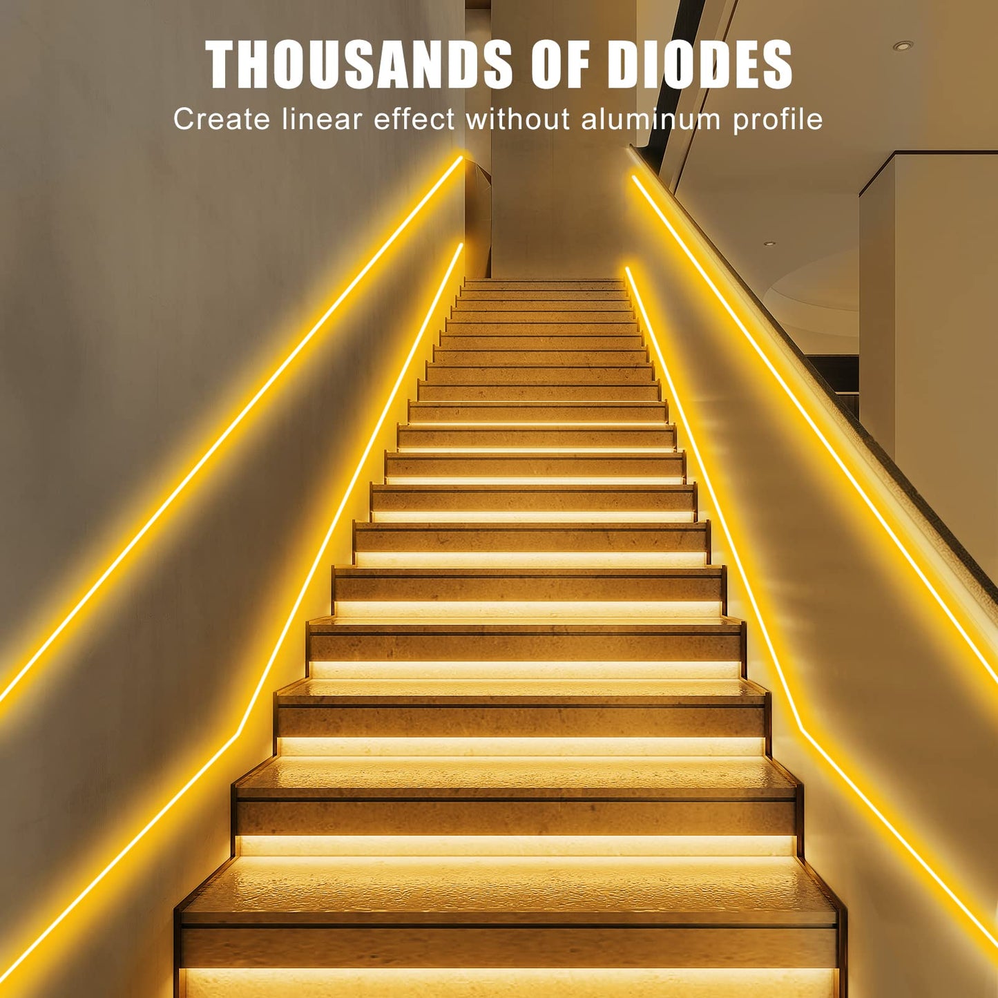 Tatazone COB Strip Lights 32.8ft, 2000K Golden Yellow, Dimmable with RF Remote, Flexible Adhesive, Model st-ting-l358
