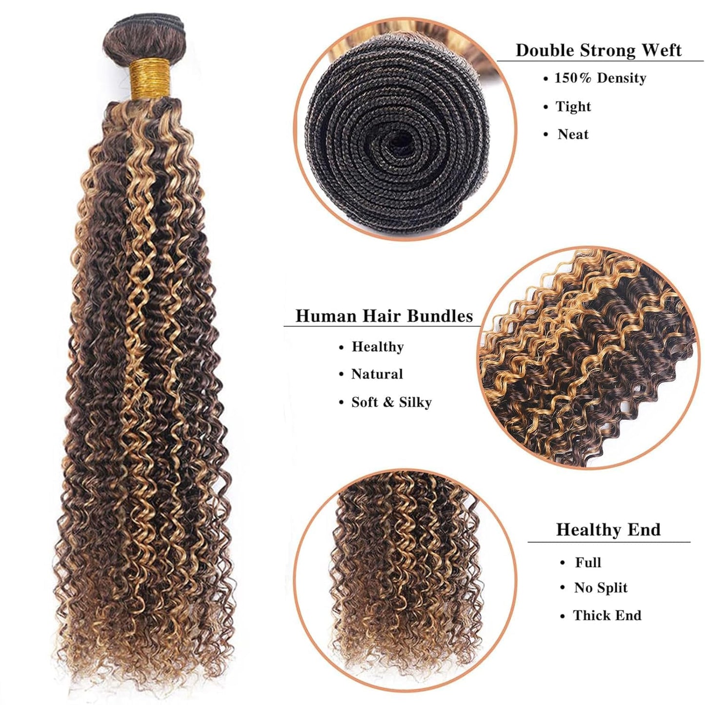 Lagalaga Bundles Human Hair 12 14 16 Inch Deep Wave Highlight Gold Brown P4/27 Human Hair Bundles Unprocessed Brazilian Virgin H