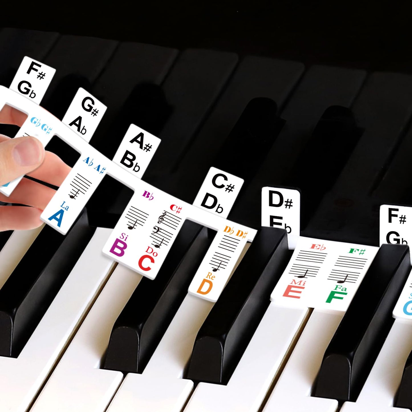 Piano Key Stickers with Black-Key Semitones,Easter Basket Stuffers 88 Keyboard Reusable Non-Sticky Straps with Oversized Fonts(R