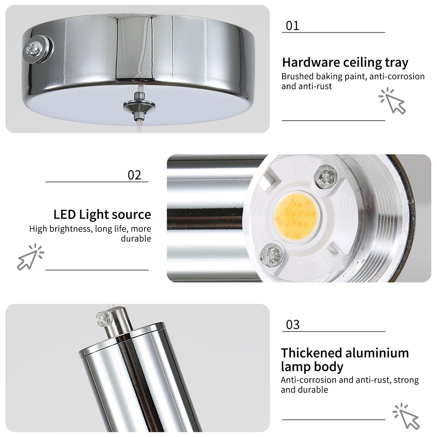 Modern Led Pendant Light  Chrome Bubble Hanging Ceiling Lighting Fixture  3 Color 2700K/4500K/6500K  Small Kitchen Island Chandelier Over Table For Dining Room  Living Room  Entrance  Bar  Cafe
