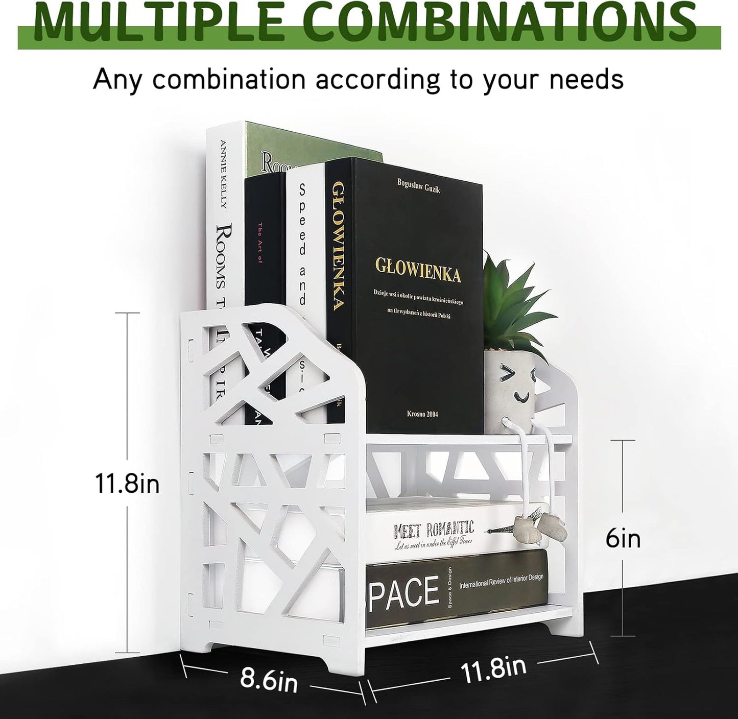 YGYQZ Small Bookshelf for Desktop Storage, Mini Cute Office Desk Shelves White Versatility Organizers for Women, Kids
