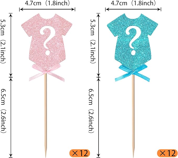 Rsstarxi 24 Pack Gender Reveal Cupcake Toppers Baby Shower Gender Reveal Party Decorations Pink or Blue Bow Tie Cupcake Picks for Boy or Girl Baby Shower Party Cake Decorations