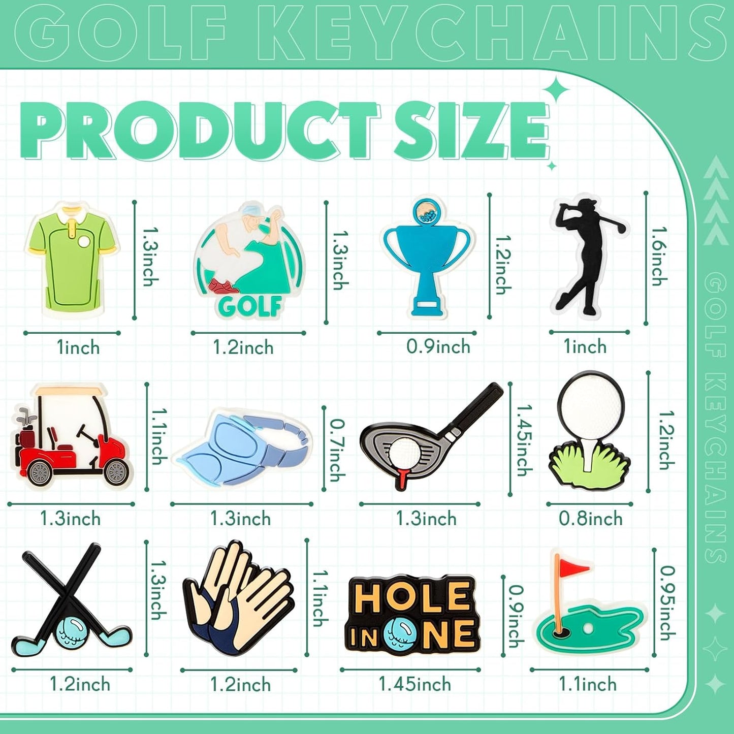 Batiyeer 36 Pack Golf Ball Keychains Bulk Party Favors Sports Ball Key Chains Funny Keyring Gifts for Birthday Supplies