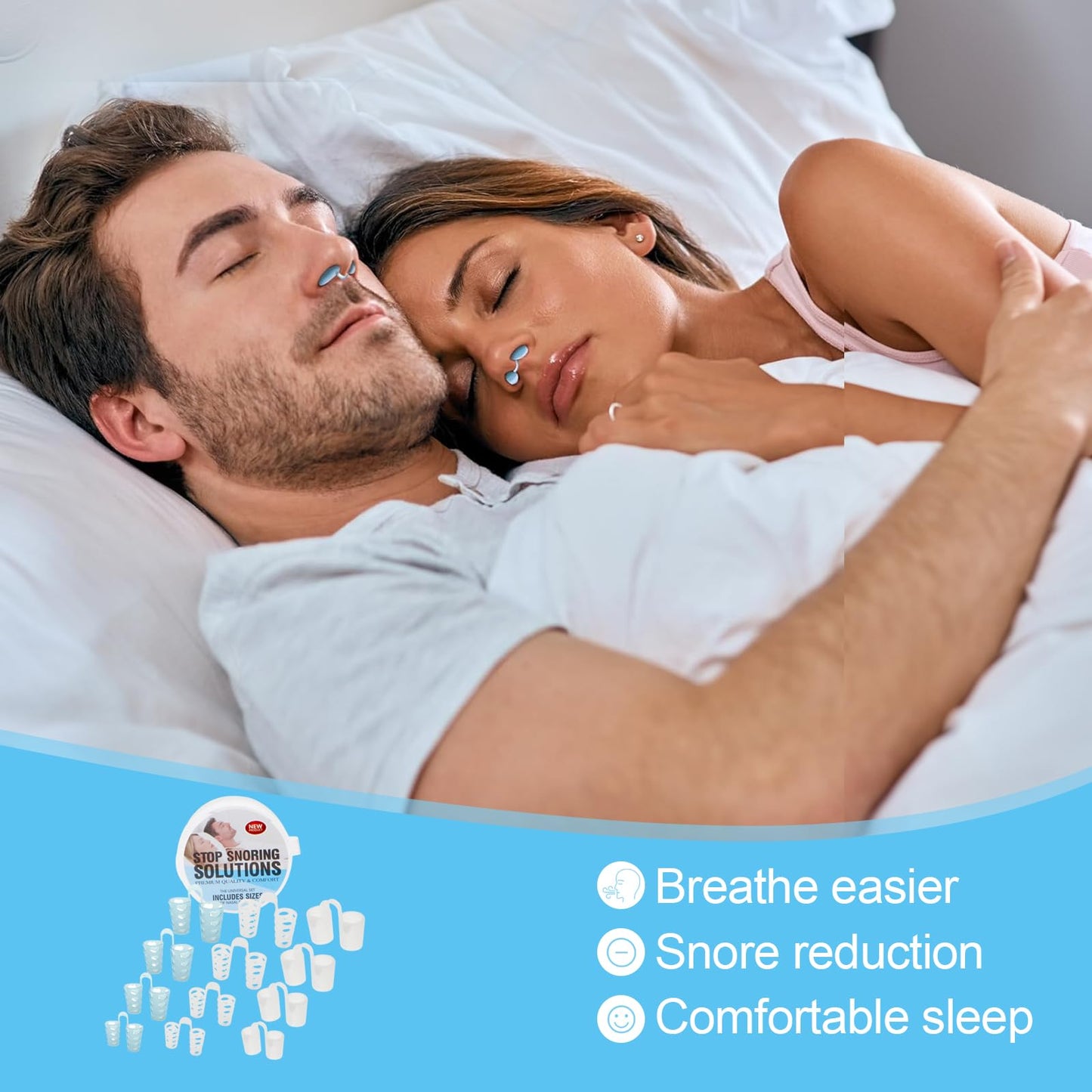 Anti Snoring Device, 12Pcs MYMULIKE Reusable Nose Vent Dilator Soft Silicone Vents, Snoring Solution for Improving Nighttime Sleeping & Nasal Breathing