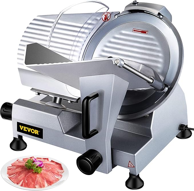 VBENLEM Commercial Meat Slicer,12 inch Electric Meat Slicer Semi-Auto 320W Premium Chromium-plated Steel Blade Adjustable Thickness, Deli Meat Cheese Food Slicer Commercial and for Home use,Sliver