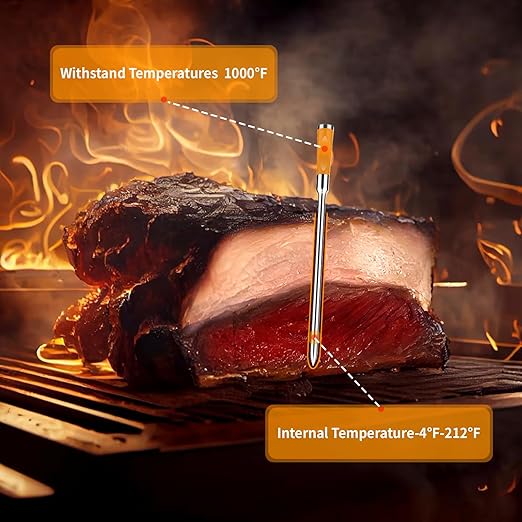 Bluetooth Wireless Meat Thermometer 3.9mm Ultra-Thin Probe NIST Accuracy Certification 800FT Range Monitor Temperature for BBQ,Grill,Kitchen,Sous Vide,Oven,Smoker