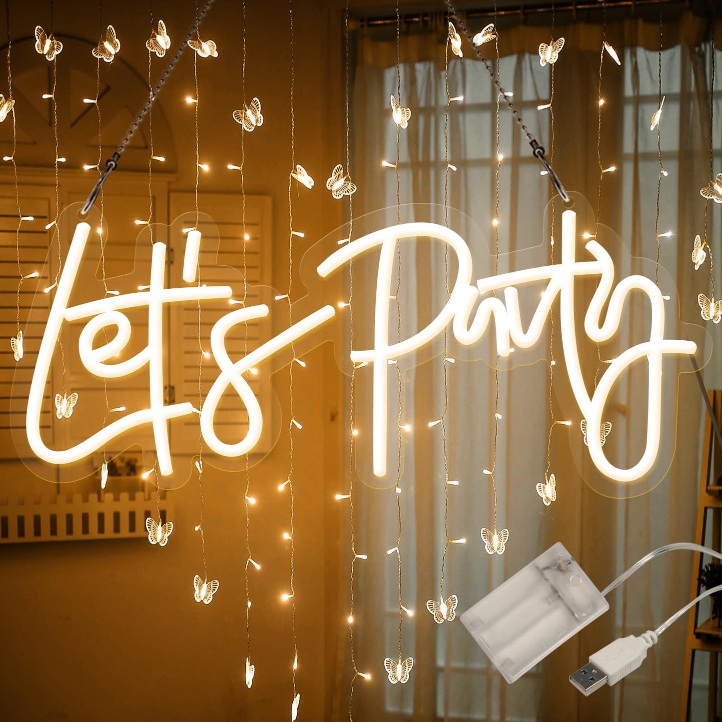 ATOLS Neon Sign for Wall Decor, Dimmer Switch, 16x7 Inch, Warm White, Model 12V LSPT, Reusable for Parties and Weddings