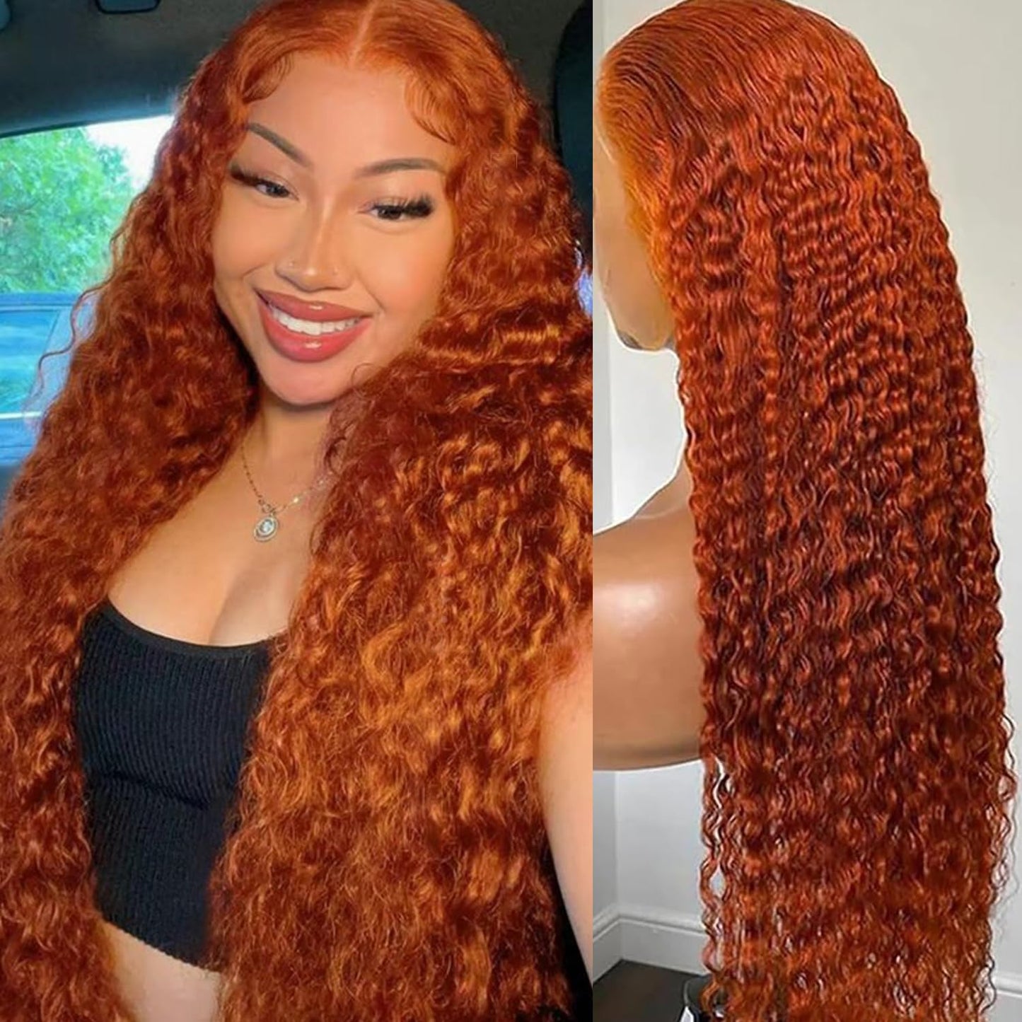 13x6 Ginger Orange Lace Front Wigs Human Hair Pre Plucked Ginger Wig Human Hair 350 Color Wet and Wavy Deep Curly Wigs for Women
