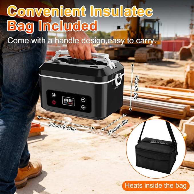 Cordless Electric Heated Lunch Box,Pro 24000mah Heated Lunch Box,Battery Powered, 1.2L Portable Food Heater-3D-5 Side Heating-Intelligent Temperature Control,Suitable For Trucks,Offices,Travel