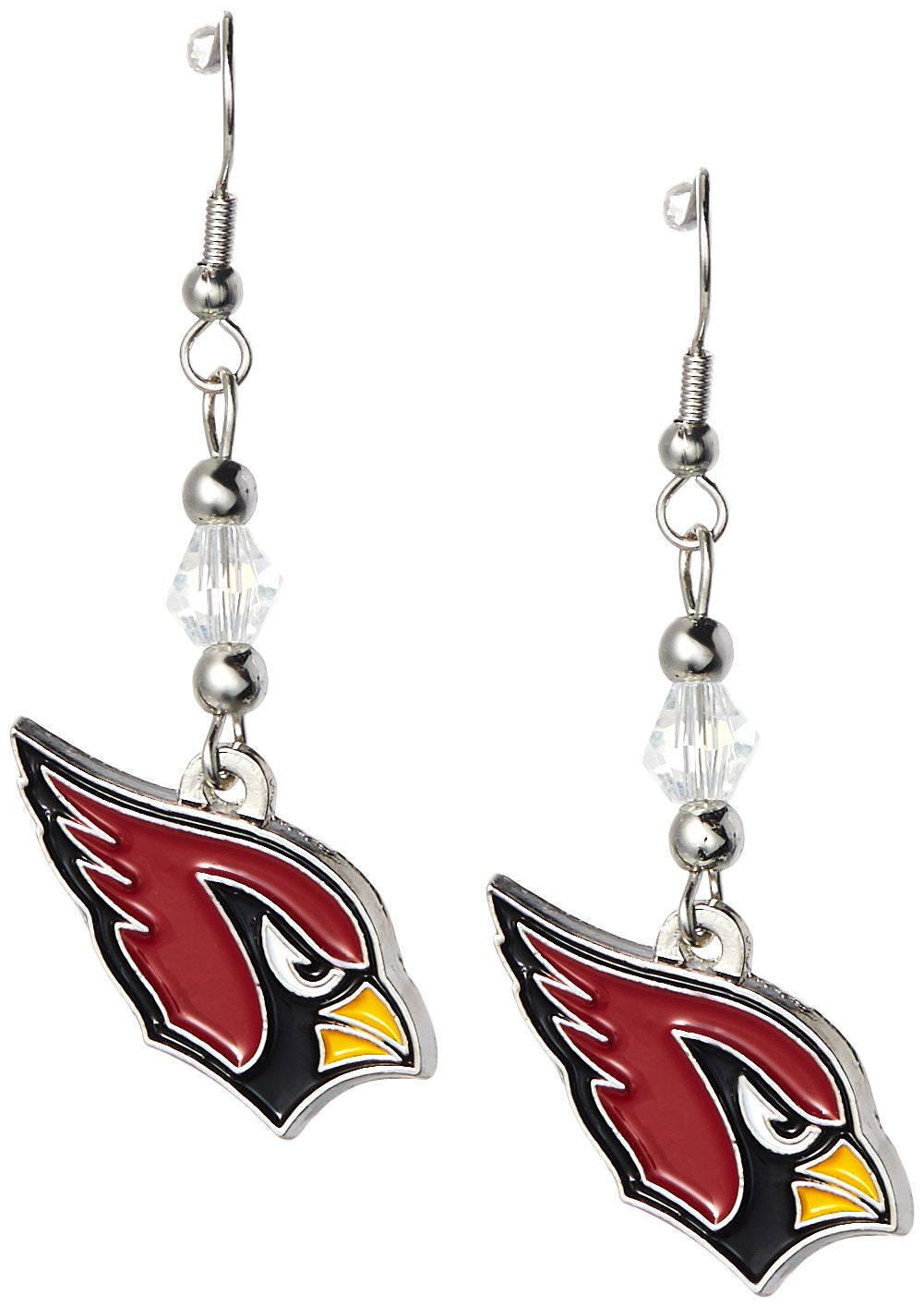 NFL Siskiyou Sports Womens Arizona Cardinals Crystal Dangle Earrings One Size Team Color,white