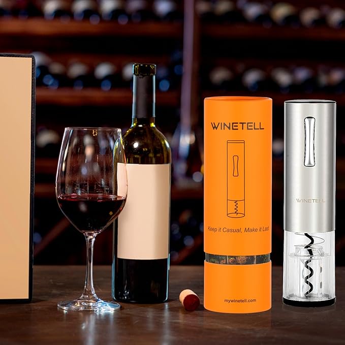 Electric Wine Opener, Rechargeable Wine Bottle Opener with One-Click Button, Reusable Automatic Corkscrew Remover - Great Present for Wine Lovers, Wine Gift