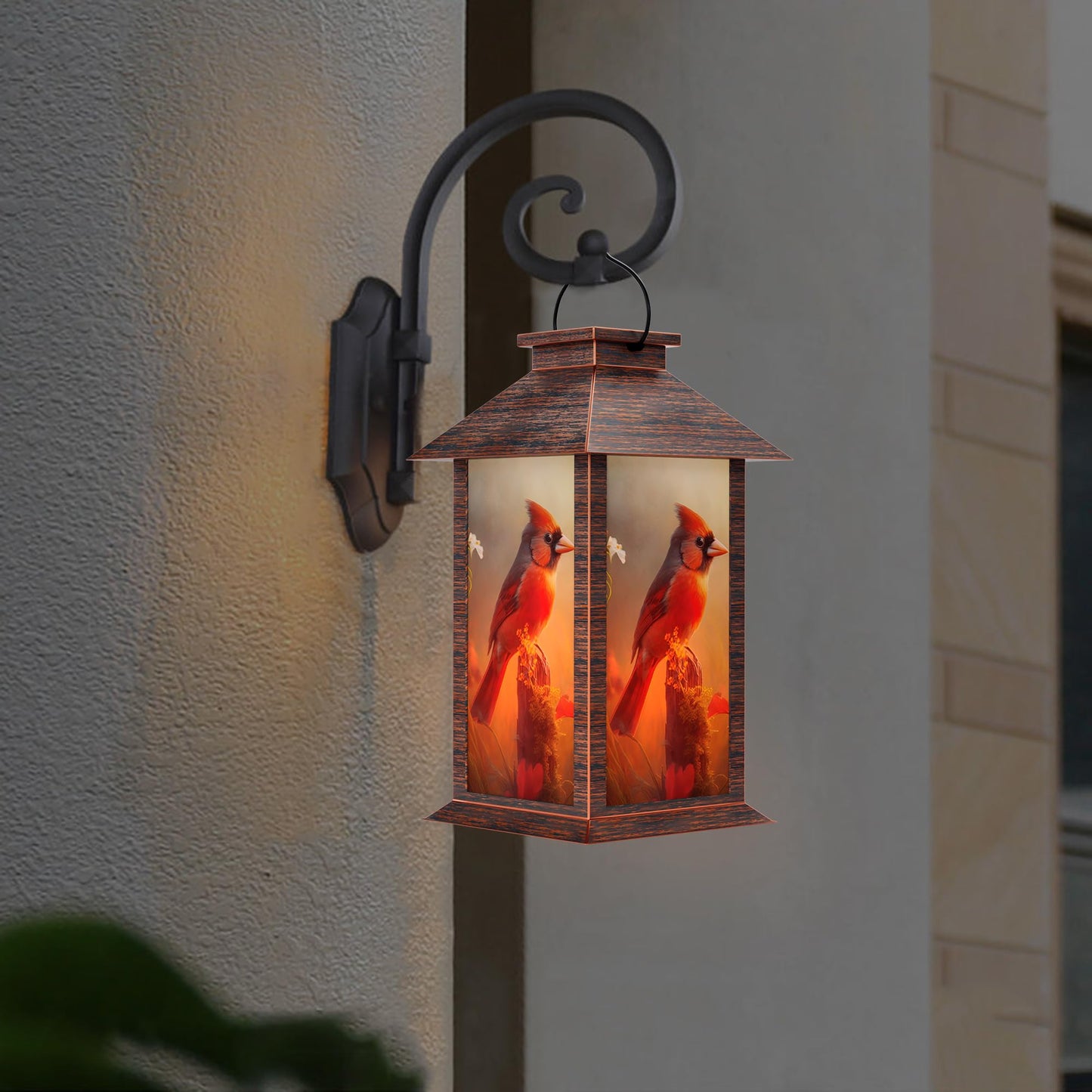 Johunt Solar Lanterns Outdoor  Waterproof Cardinal Garden Hanging Lanterns With Led Flickering Flameless Candles  Lantern Decor Birthday Gifts For Women Mom Grandma