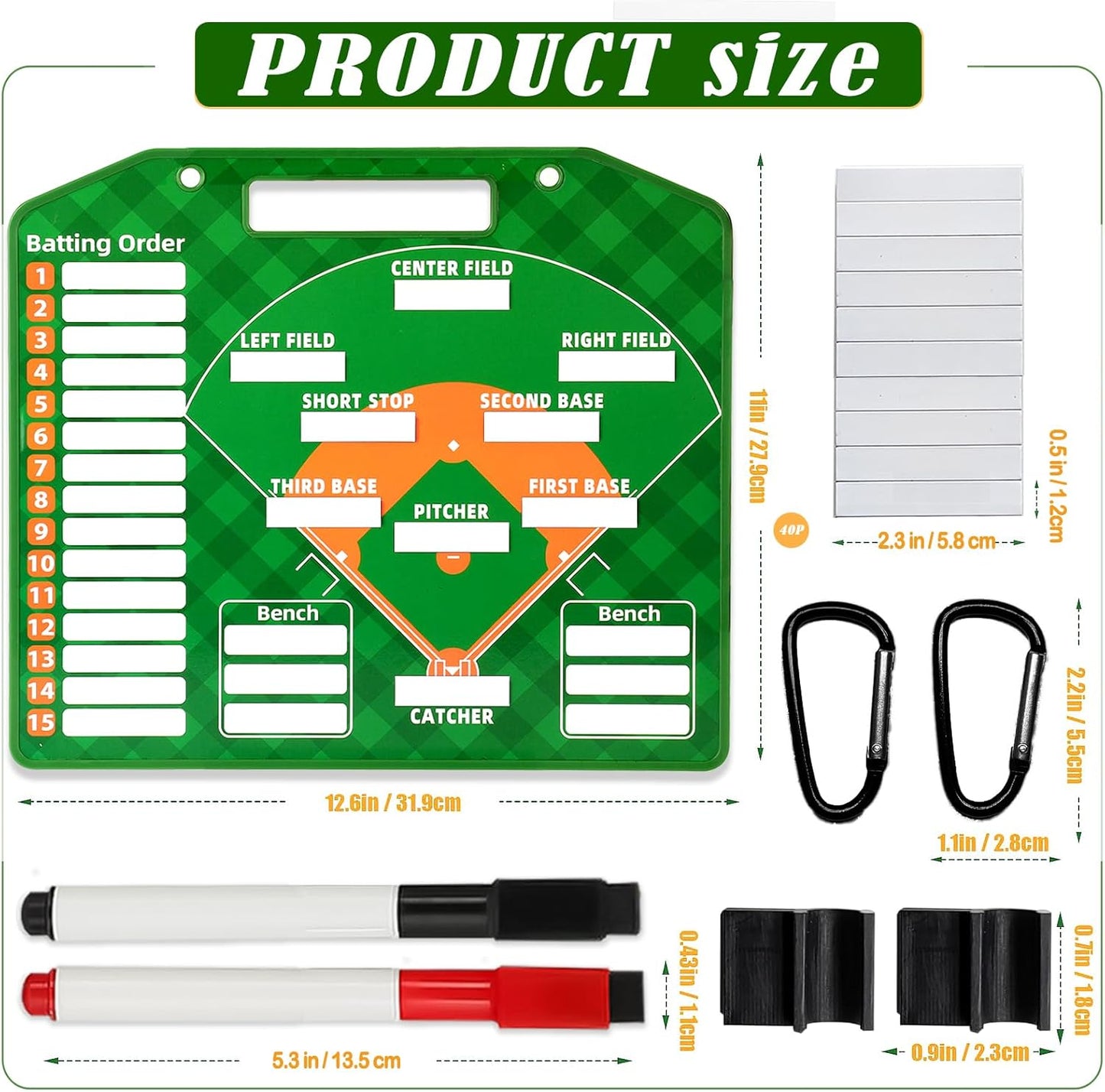 Magnetic Baseball Lineup Board，Baseball Lineup Cards Baseball Lineup Board For Dugout Baseball Accessories 40 Sheets Lineup Cards Baseball Clipboard for Coaches Baseball Coaching Accessories