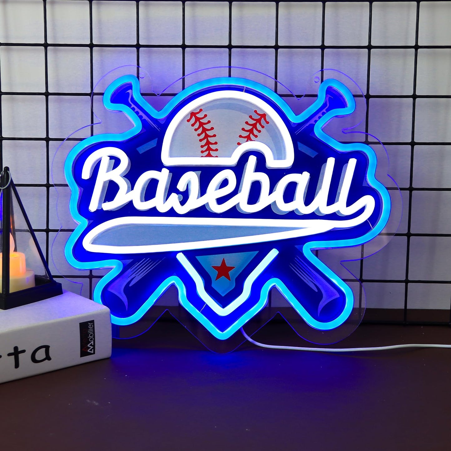 WittyRhE Baseball Neon Signs Dimmable Baseball Neon Lights Wall Decor for Club Dormitory Bedroom Shop Home Birthday Party Gift A
