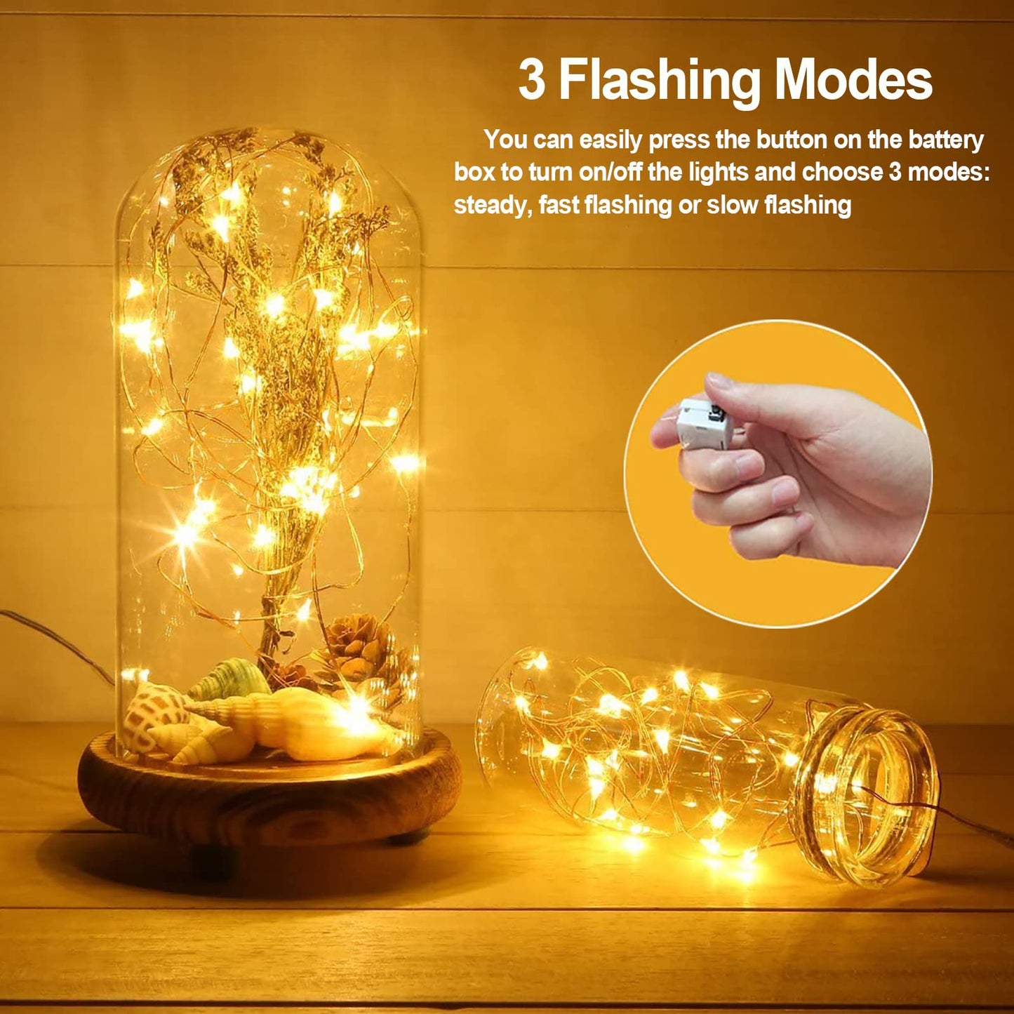 MUMUXI LED Fairy Lights Battery Operated, 20 Pack, 7.2ft Copper Wire, Warm White Twinkle Lights, Waterproof Firefly Lights