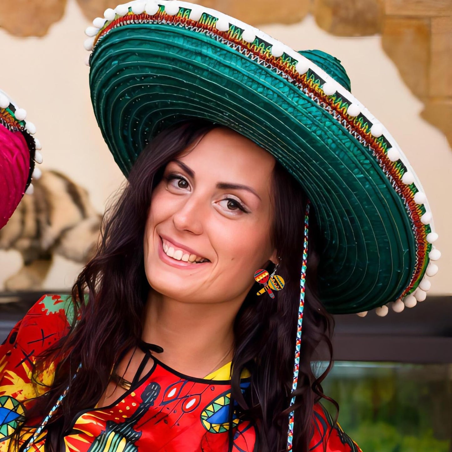 4 Pairs Cinco De Mayo Earrings for Women Fiesta Horse Hat Acrylic Dangle Earring Sets Mexican Festival Party Jewelry (Style 2)