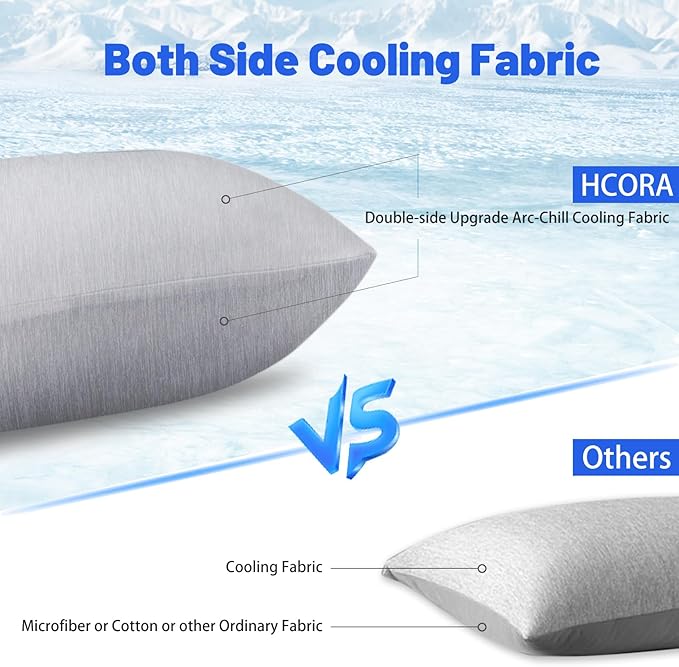 Cooling Pillow Cases for Hot Sleepers - Double Side Arc-Chill Q-Max>0.5 Cooling Fiber Cool Pillow Cases 2 Pack - Breathable Soft Cold Pillow Cases with Hidden Zipper (Dark Grey, 20" x 36")