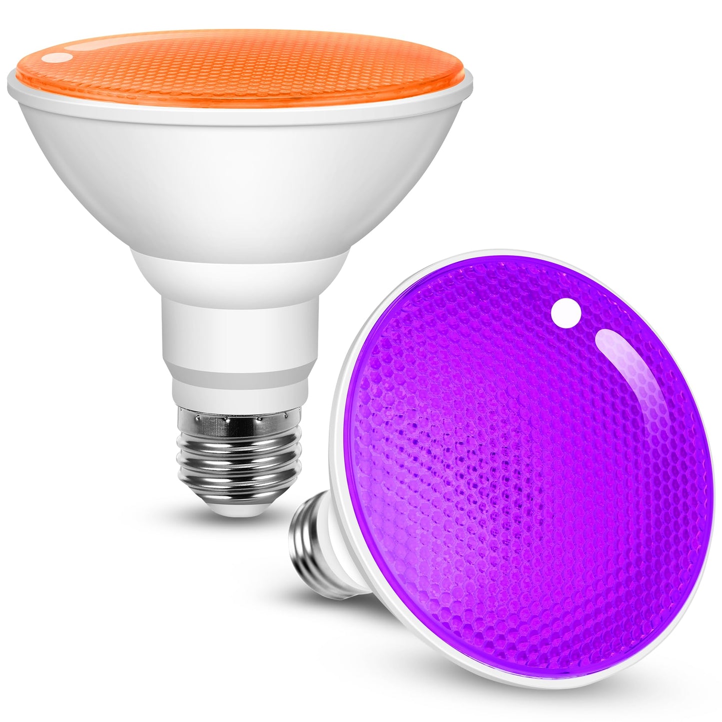 JandCase LED PAR30 Flood Lights 12W E26 Orange and Purple Halloween Light Bulbs 2 Pack