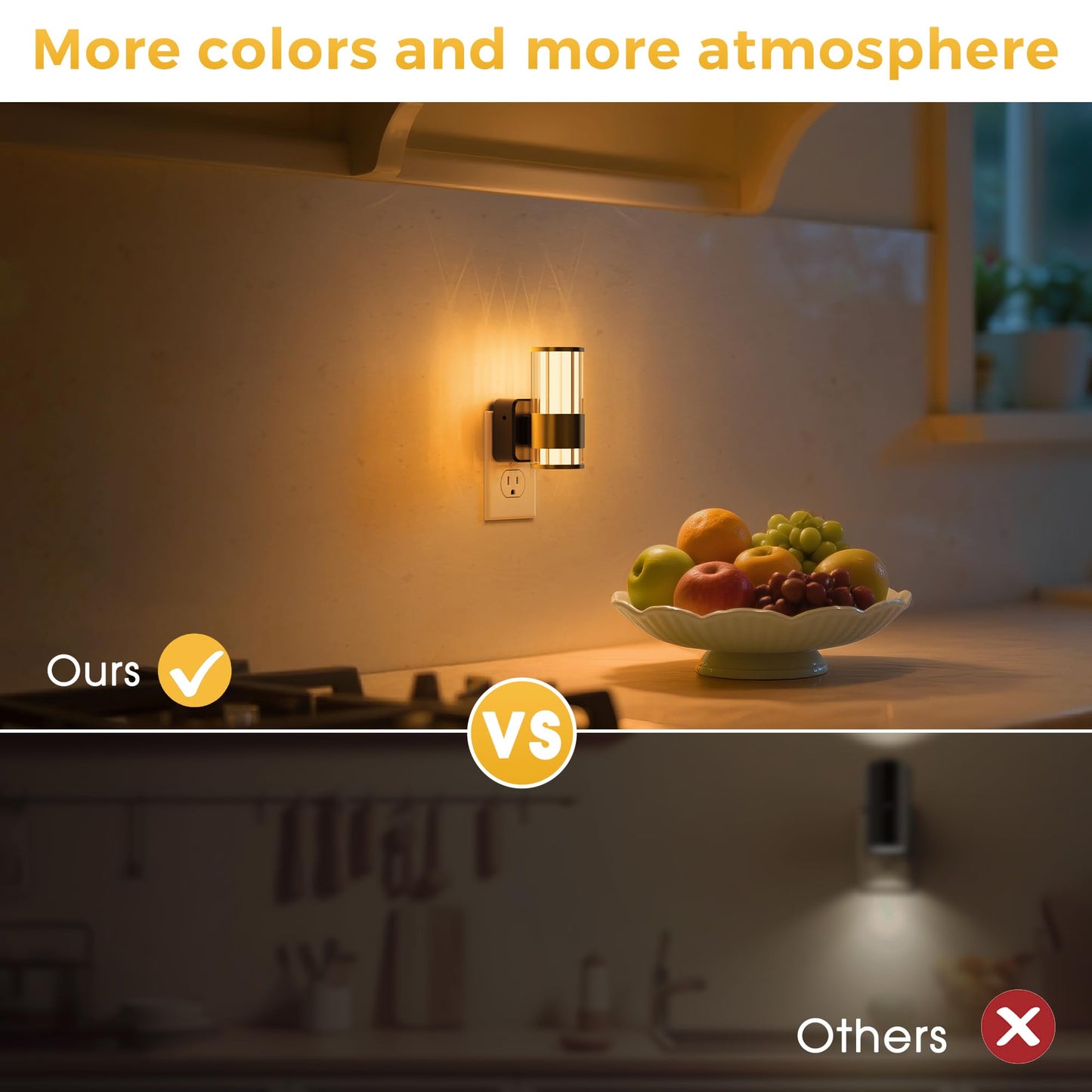 L LOHAS LED Night Light, 10-Color RGB, Dusk to Dawn Sensor, 1 Pack, Gold Ring-Stripe RGB, Model A-GY22509US