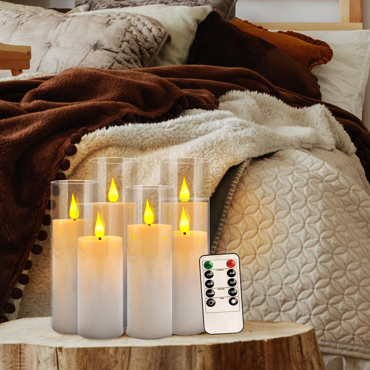 CAKETYCG 24 Pcs Acrylic LED Flameless Candles with 4 Remote,White,Flickering, Clear, Suitable for Wedding, Party, Home Decoration & Outdoor.