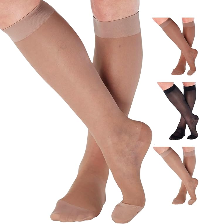 ABSOLUTE SUPPORT - Compression Stockings for Women 20-30mmHg - Sheer Graduated Support Knee High for Varicose Veins Circul...