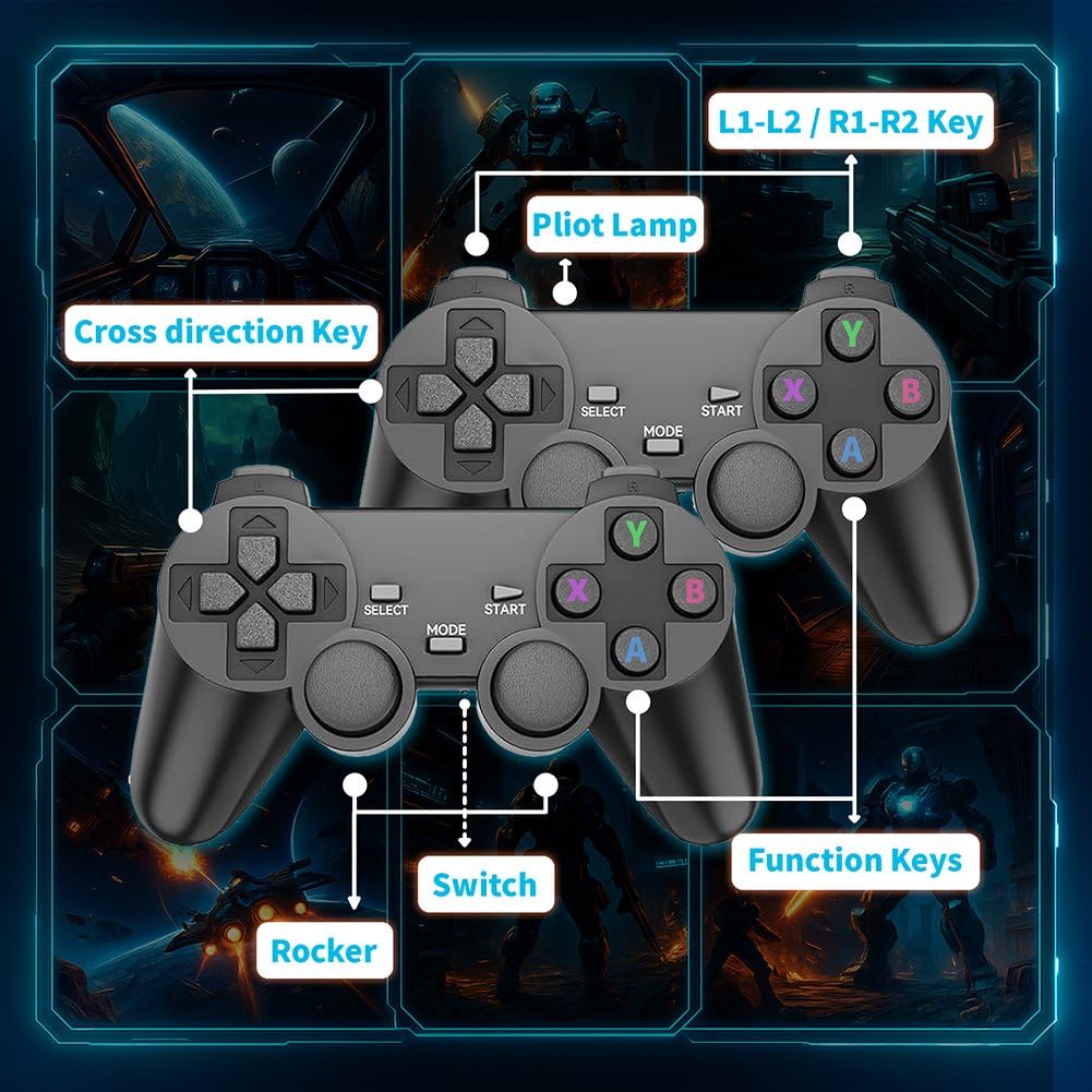2025 Retro Gaming Console Pro - 4K HDMI Plug & Play Game Stick with 20,000+ Classic Games, 64GB Storage, Dual 2.4GHz Wireless Controllers, Supports 18 Emulators for TV