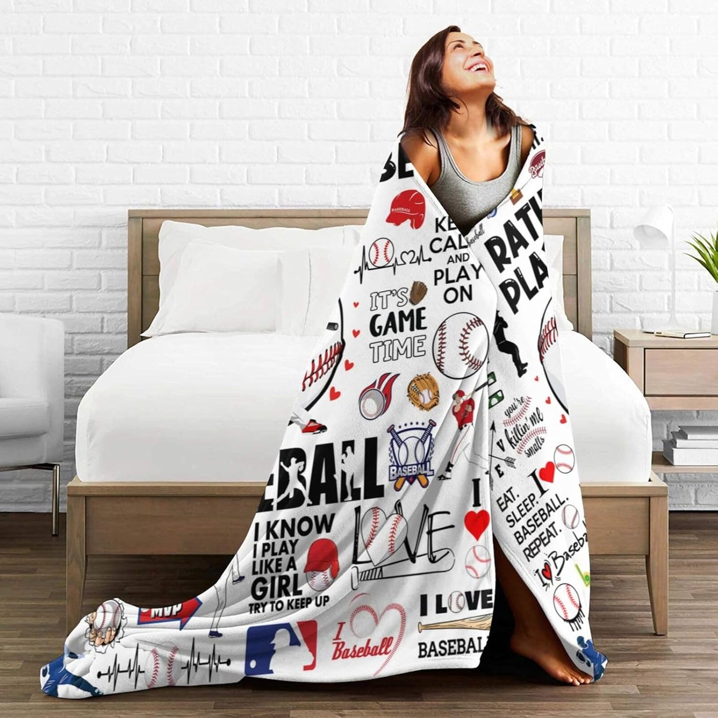 Baseball Blanket Gifts for Boys Men Coach Gifts Bedding Soft Cozy Flannel Throw for Lover Team Kids Adults 60"X50"