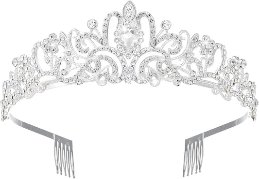 Crystal Tiaras Crowns for Women, Birthday Party Princess Wedding Brides Crown Prom Hair Accessories Gifts with Combs