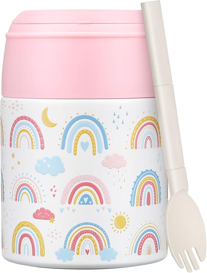 10oz Soup Thermo for Hot Food Kids Insulated Food Jar Container with Spoon Width Mouth Stainless Steel Leak Proof Thermo Lunch Box for School Travel